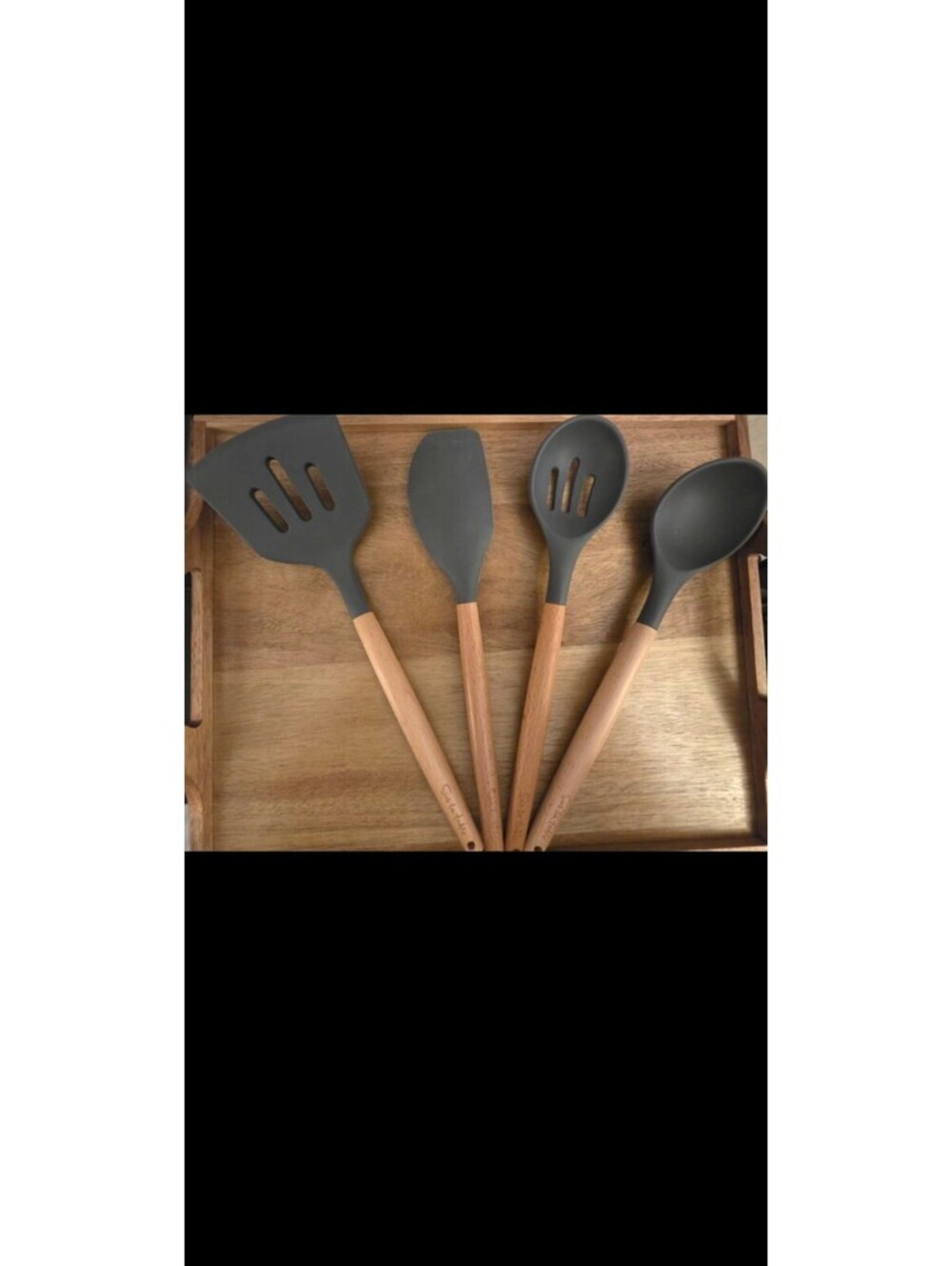Sur La Table 4 Piece Silicone Wood Utensil Set - Picture 3 of 5